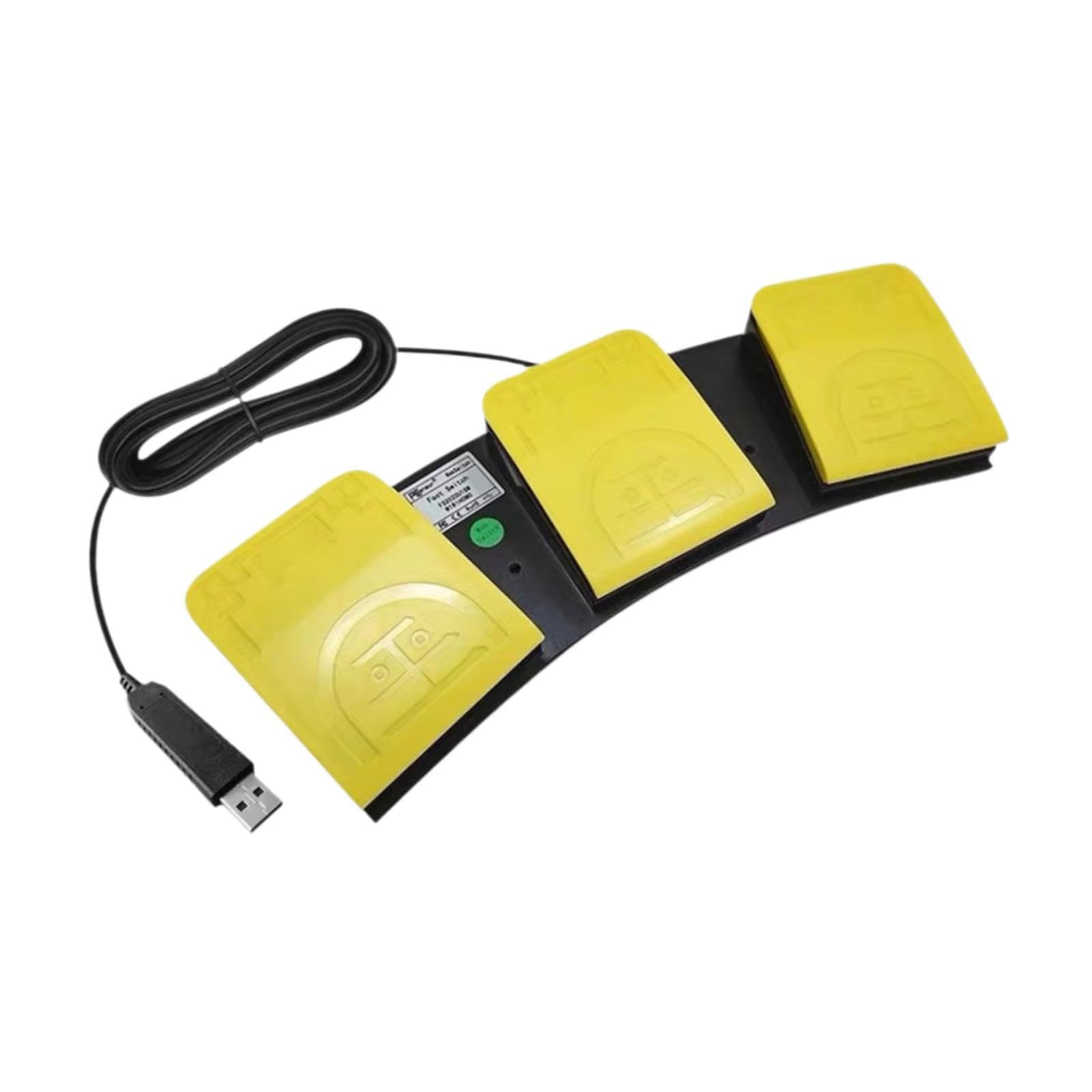 Milageto Pedal de Pie USB con 3 Teclas Interruptor Controlador Periférico con Botones Programables para Atajos de Teclado Y Ratón PP Resistente Adecuado para J, Amarillo