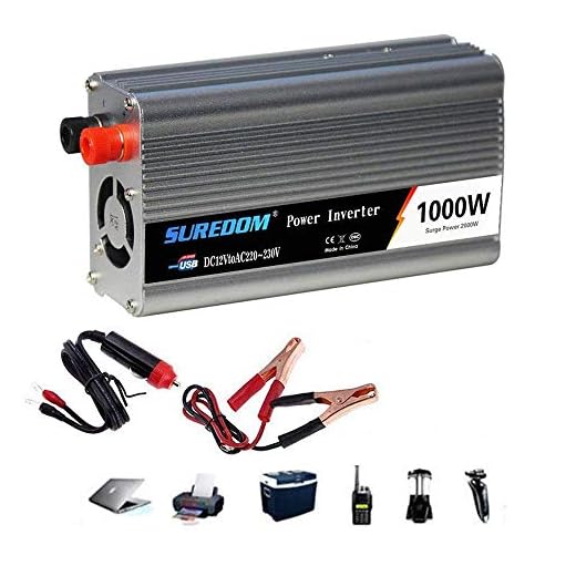 Automatisk växelriktare med ren sinusvåg 500 W/600 W/800 W/1 000 W/1 200 W/1 500 W/ 2000 W spänningsomvandlare DC 12 V/24 V till AC 220 V/ 230 V/ 240 V omvandlare – inverter med uttag och USB-port, 1000 W-24 V till 220 V