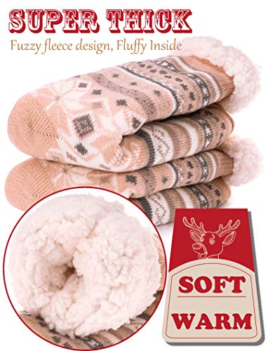 Image of EBMORE Women Slipper Fuzzy Socks Fluffy Cozy Cabin Warm Winter Soft Thick Comfy Fleece Non Slip Home Socks