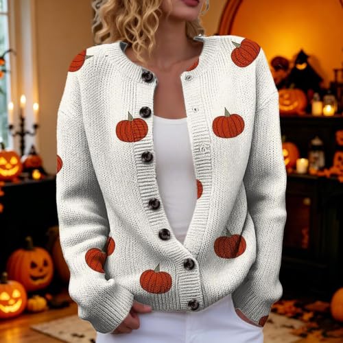 WWPPAION Halloween Cardigan Sweaters for Women Thanksgiving Knit Sweater - image 2
