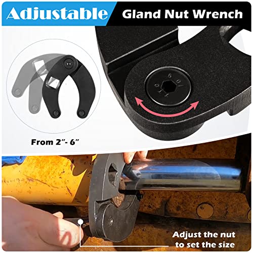 Sunluway 1266 Adjustable Gland Nut Wrench Universal Hydraulic Cylinders Spanner Wrench On Most Farm & Construction Equipment For Remove 2"-6" Gland Nuts #TOP3