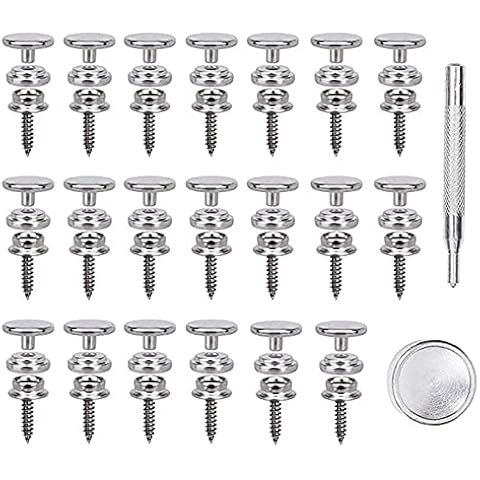 20 Stück Druckknöpfe Edelstah, Druckknöpfe Schrauben, Druckknöpfe Schrauben Edelstahl, Druckknöpfe Set Edelstahl Cover