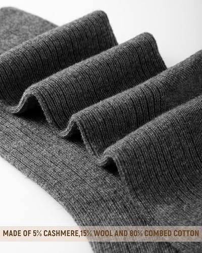 Shihanee 5 Pairs Cashmere Wool Crew Socks for Women Soft Ribbed Knit Cotton Socks Neutral Aesthetic Slouch Accessories2