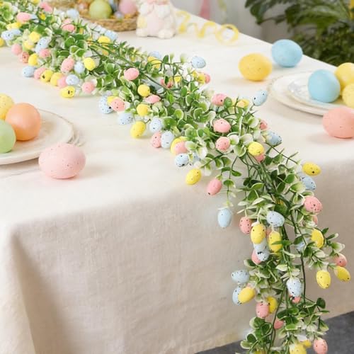 Guirnalda de Huevos de Pascua artificial para decoración de pared y chimenea interior 8