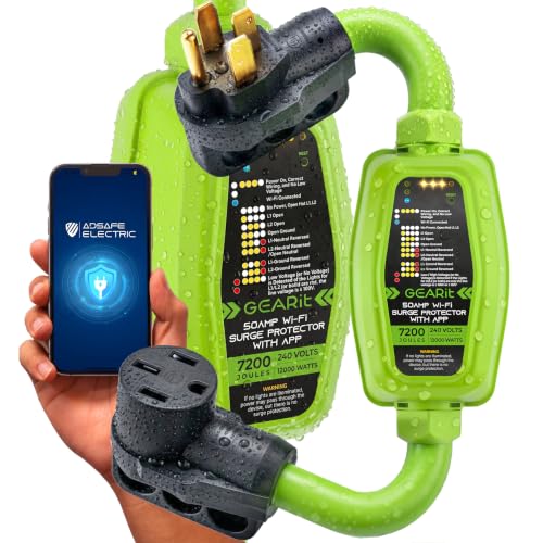 GEARit 50 Amp RV Surge Protector with WiFi and App Support - Real Time Monitor V/A/W, NEMA 14-50P/R...
