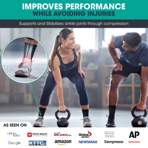 Modvel Ankle Brace For Women & Men - 1 Pair Of Ankle Support Sleeve & Ankle Wrap - Compression Ankle Brace For Sprained Ankle, Achilles Tendonitis, Plantar Fasciitis, & Injured Foot - Large, Black #TOP3