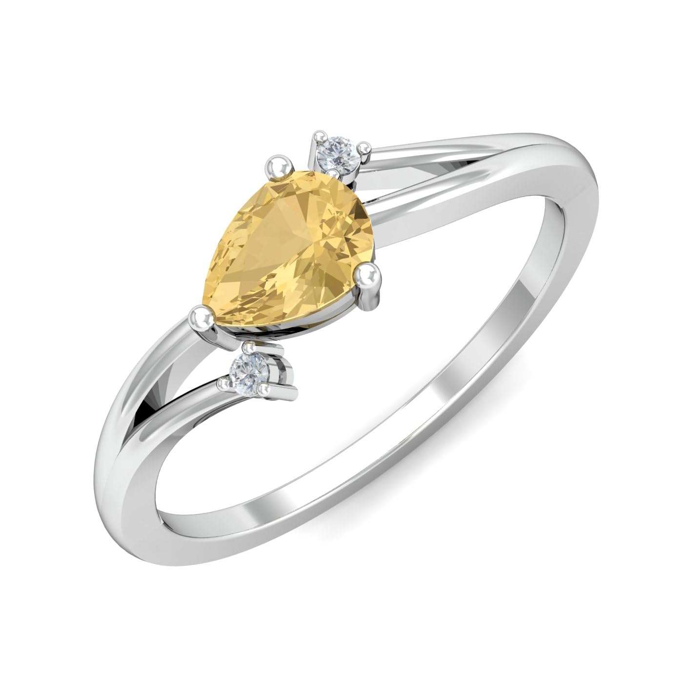 14KT White Gold Ravishing Yellow Topaz Ring for Women-image-44