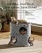 DownyPaws Katzenhöhle aus Filz, 2-stöckige Katzenbett, 50 x 33 x 50 cm Schloss Katzenhaus zum Spielen, Warmes Design, Schutz der Katzennägel, Grau