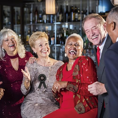 Black Happy 60th Birthday Tinplate Badge Pin, Black Rosette It's My 60th Birthday Button, Diamond 60th Birthday Award Badge Pin, Sixty Years Old Birthday Party Decorations4