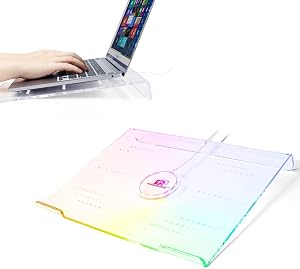 Acrylic RGB Laptop Stand with USB Charger,Desk Gaming Laptop Holder with Vents Stable Base - Compatible with10 to 17 '' for Gamer Desktop Table Game Accessories