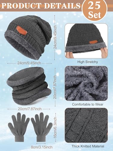 Toulite 75 Pcs Kids Winter Beanies Gloves Scarf Bulk for Boys Girls,Warm Fleece Lining Hats Gloves Neck Warmer Homeless Gift2