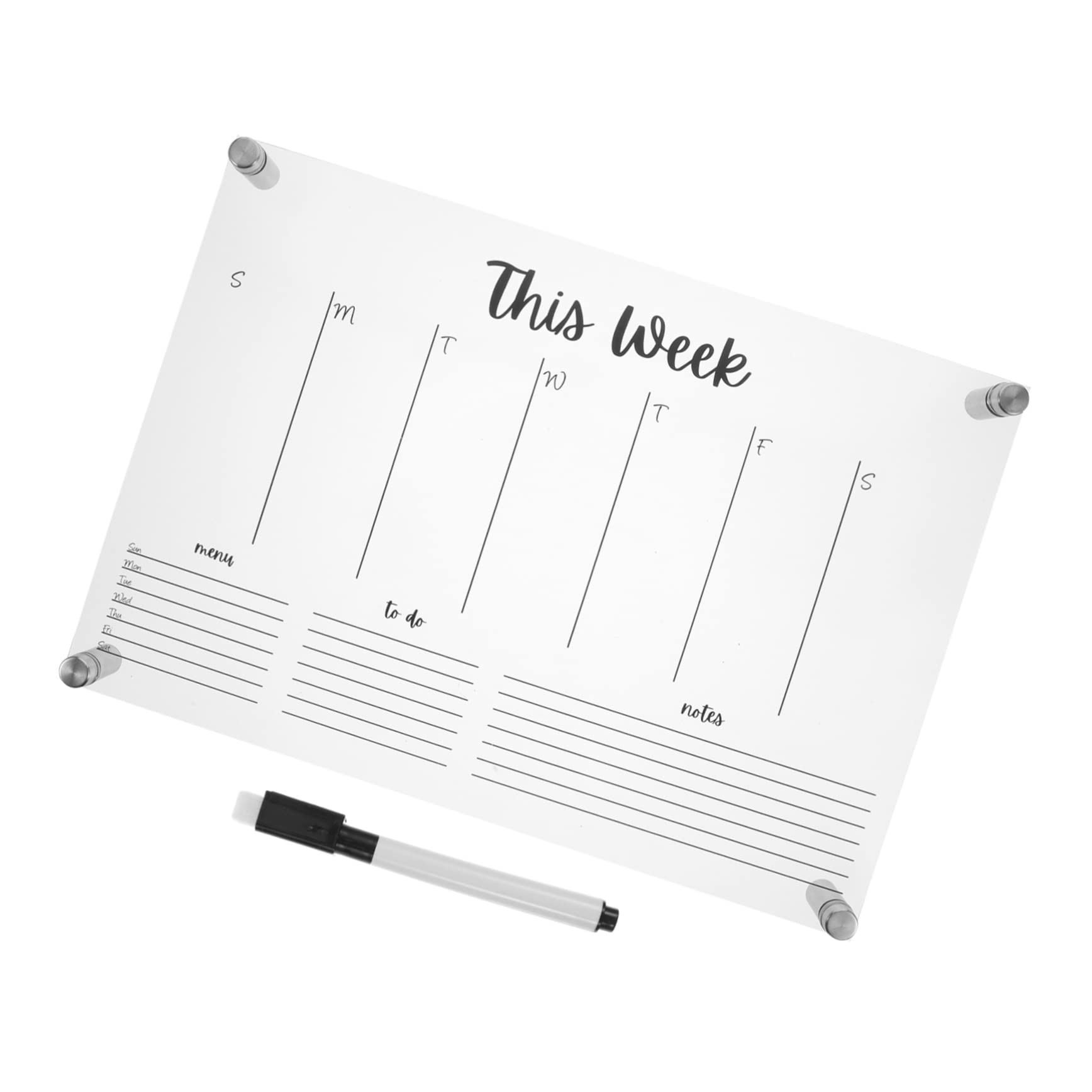 CAXUSD 1set Acrylic Wall Calendar Erasable Memo Planner for Home Office Dry Erase Board for Refrigerator Hanging Weekly Planning Board Minimalist