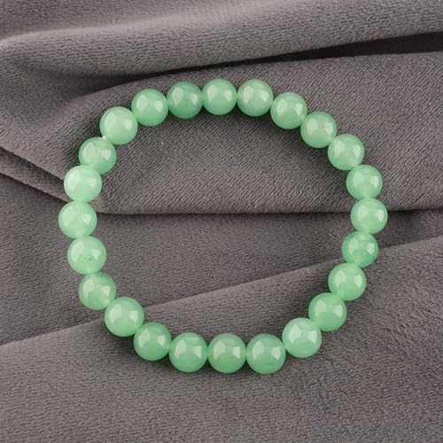 Anagha Jewels Natural Green Jade Gemstone Handmade 8mm Round Beaded Stretch Bracelet 7.5" Unisex, Energy Power Crystal Chakra Reiki Healing Elastic Bracelet, Jade Jewelry Bracelet, Good Luck Bracelet3