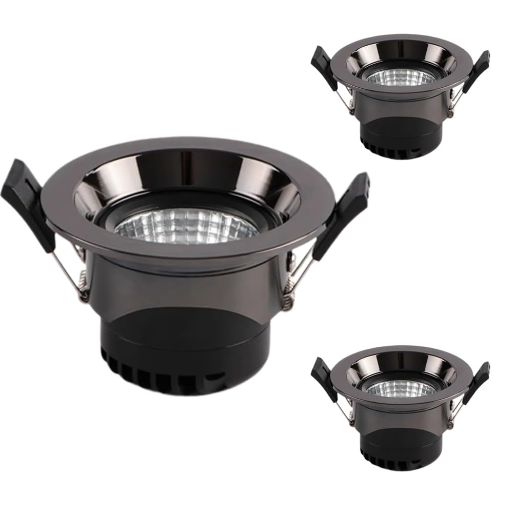 Foco empotrable LED de 3 Piezas, moldura de Deflector Lámpara de Techo COB antideslumbrante de 7 W CA 90-260 V Ángulo de iluminación Interior Luz de Techo Ajustable Foco de retroadaptación de