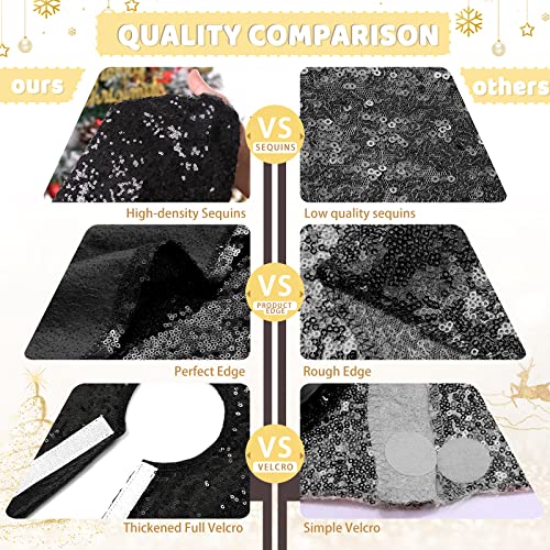 B-Cool 48Inches Christmas Tree Skirt Black Tree Skirting Halloween Party Sequin Tree Skirt Glamorous Round Sequin Decorative Handicraft Mats For Christmas Holiday Parties #TOP3