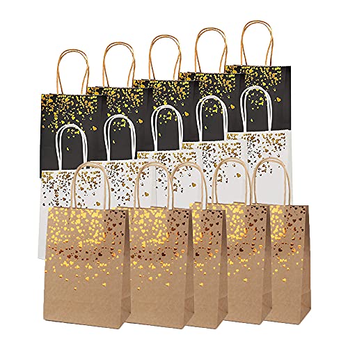 Papiertüte, 15 Stück Party Geschenktaschen, Geschenktasche, Geschenktüten Aus Kraftpapier, Liebespapier Mit Griffliebespapier Mit Griff Papiertüte für Einkaufen Weihnachten Geburtstag Hochzeitsfeier Cover