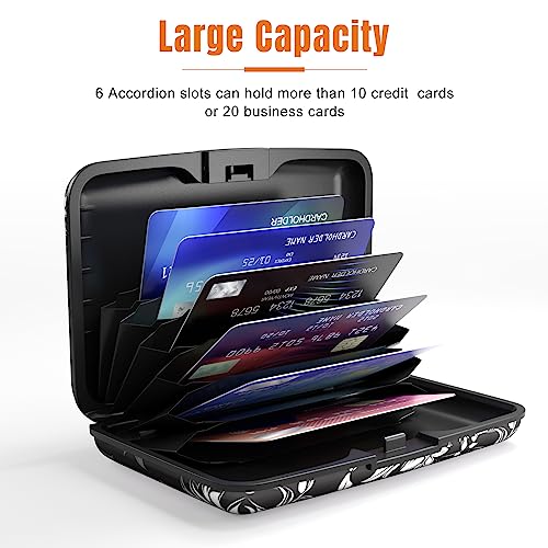 Image of Rimilak Aluminuml Credit Card Holder, Mini Credit Card Wallet RFID Blocking Slim Metal Hard Case for Women Men, White Flower