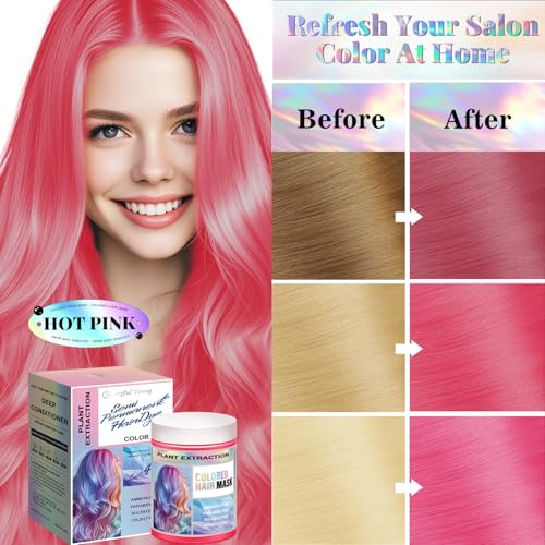 Semi Permanent Hair Color Mask 10.15OZ Hot Pink miniatura 2