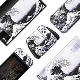 BelugaDesign Wave Switch Skin | fajna naklejka owijana winylowa kalkomania | obraz japońska woda ocean uroczy | kompatybilna z Nintendo Switch (Switch Standard, szara)