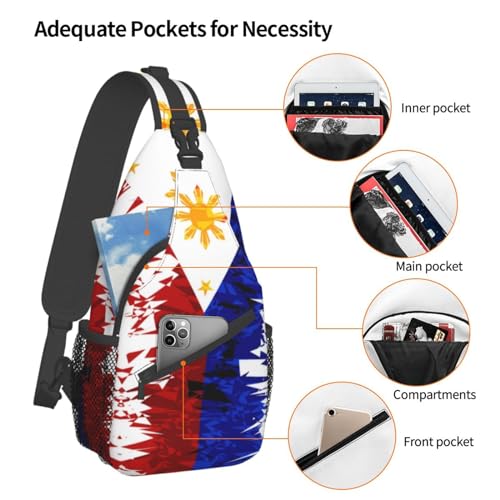 Philippines Shoulder Bag Filipinos Sling Backpack Daypack Casual Philippines Hiking Bag Philippines Flag Backpack Bag4
