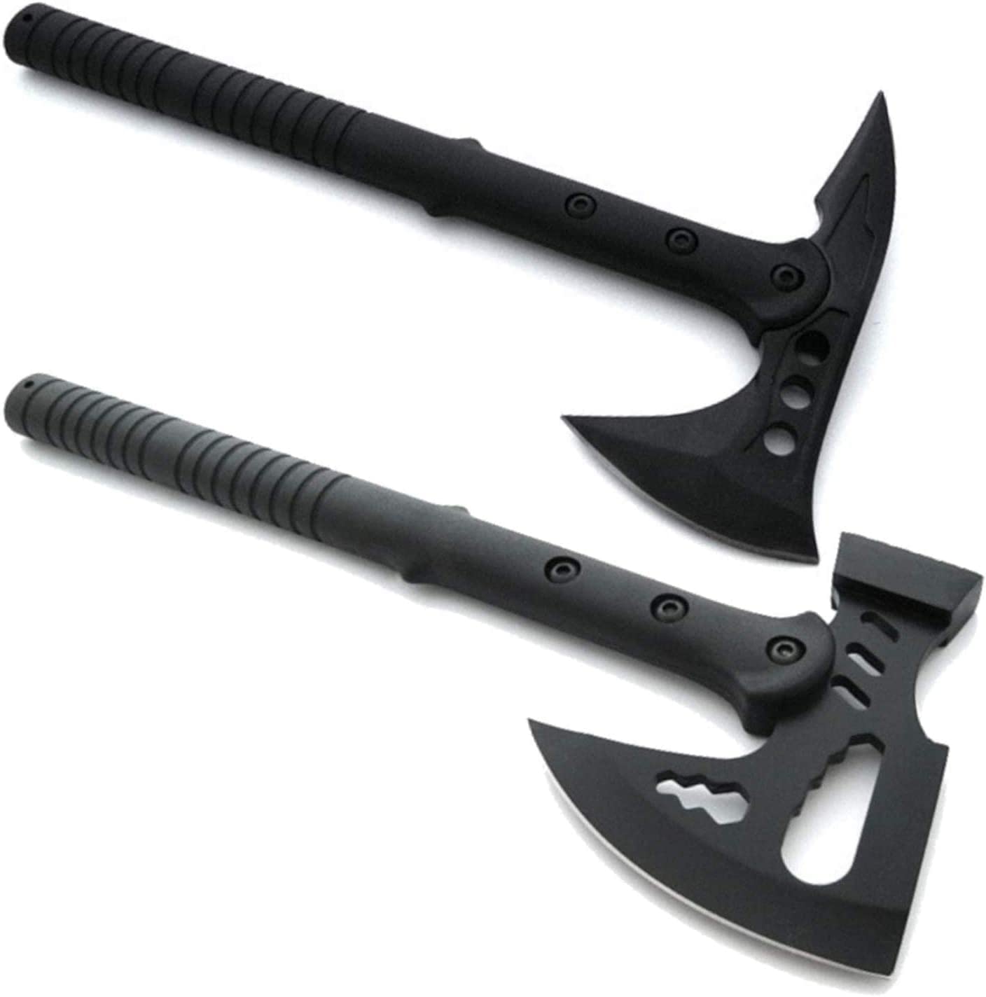 Set 2 Äxten 1x M48 Tactical Tomahawk mit Sanddorn - 1x Survival-Axt mit Hammer perfekt als Outdoor-Campingaxt - Axt mit Nylontasche