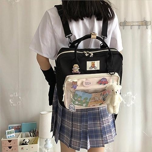 Cute Crossbody Bag with Kawaii Accessories Plush Pendant and Pins Casual Backpack Clear Pocket Travel Shoulder Bag3