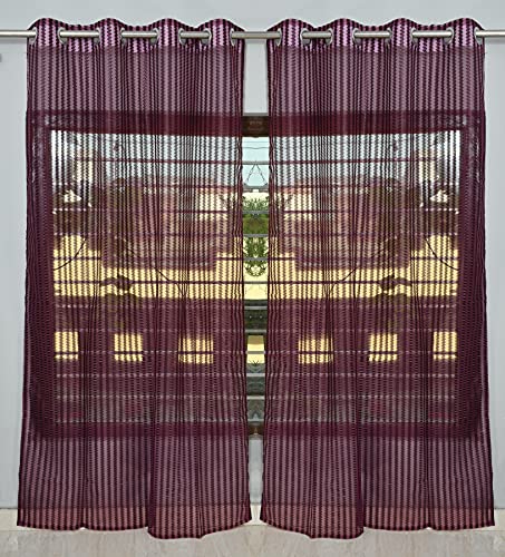 Image of HOME UTSAV 1 Piece Sheer Premium Tissue Net Polyester Curtains for Window 5 Feet, Wine