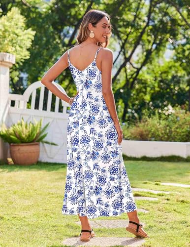 Image of Zeagoo Sleeveless Maxi Dress for Women Long Floral Dresses for Women Spaghetti Strap Summer Dress with Pockets, Floral-2,L