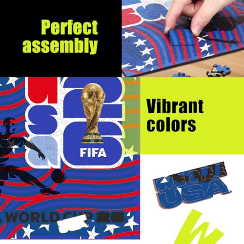 Image of FIFA USA Poster Wooden Puzzle for Adult, 200 Pieces Irregular Shape Puzzle, 5MM Thick, Creative Collectible Gift for Fans, Officially Licensed Product, 11 x 11
