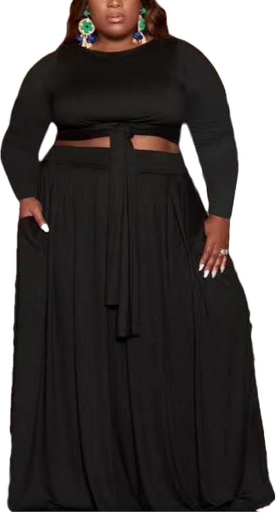 Plus Size Maxi Skirt Sets Women 2 Piece 