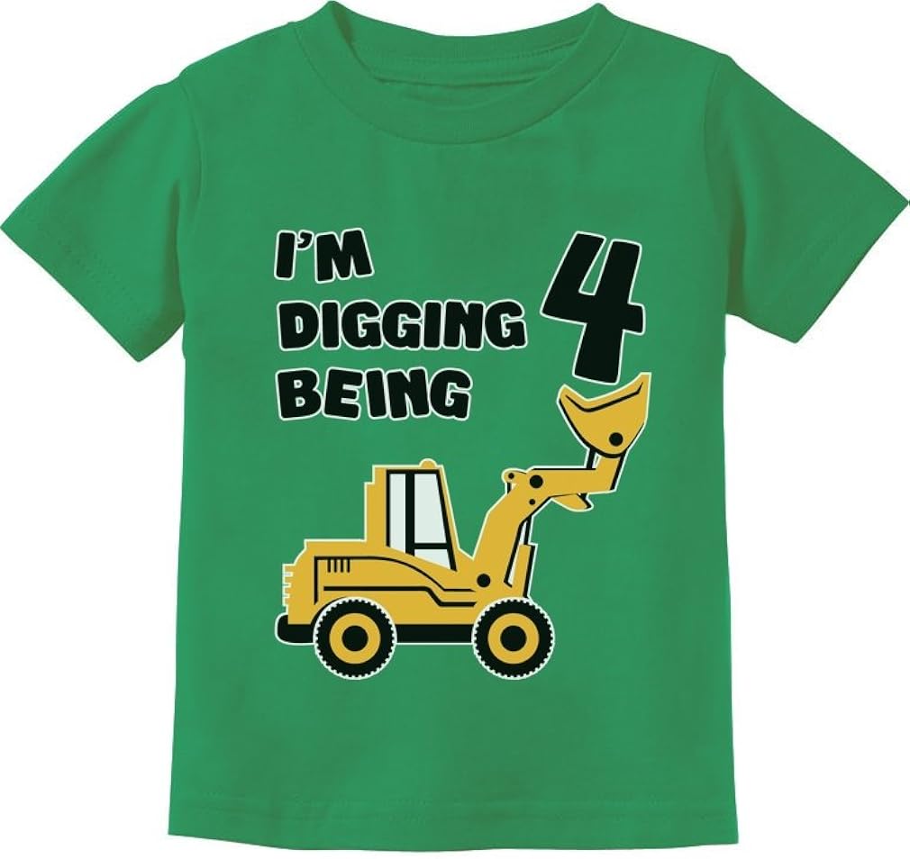 I'm Digging Being 4 4th Birthday Shirt Boy Construction Toddler Kids T-Shirt