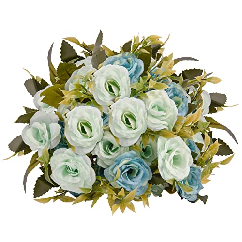 Bffach Fleurs Artificielles Roses, Fleurs Artificielles pour Bouquet De Mariée Maison Décoration, Fausses Fleurs pour La Décoration De Rebord De Fenêtre, Fleurs Artificielles Printemps(Bleu) Cover
