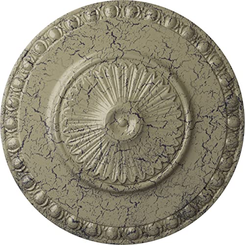 Ekena Millwork 23 1/2"OD x 3 1/4"P Lyon Ceiling Medallion (Fits Canopies up to 3 5/8"), Hand-Painted Castle Stone Crackle