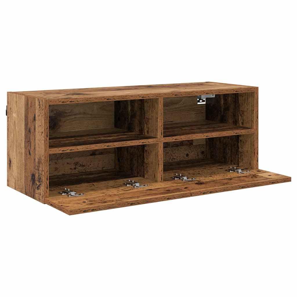 Regały ścienne pod telewizor, zestaw 2 sztuk, wygląd starego drewna, 80 x 30 x 30 cm, materiał drewnopochodny, pływające, do elektroniki i akcesoriów, nowoczesne wzornictwo, zajmujący mało
