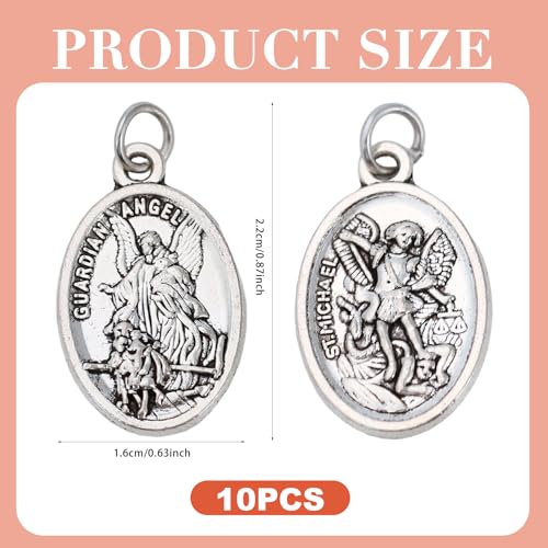 10 Pcs St Michael Medal Saint Michael Pendant,St Michael Pendant for Archangel Michael Necklace,San Miguel Arcangel Medalla Religious Medals for Men Women2