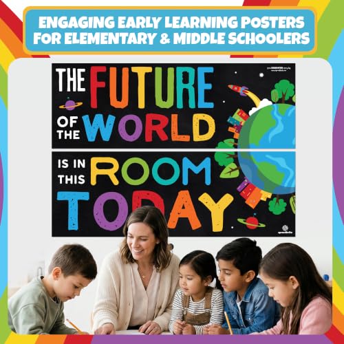 Image of Sproutbrite 2 Pack 13.5 inch x 39 inch Educational Posters - Teacher Posters for Classroom - Bulletin Board and Wall Decor for Pre, Elementary and Middle School Creates a Purpose-Driven and Motivated