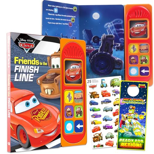 Disney Cars Sound Books for Toddlers - Bundle with Disney Cars Interactive Sound Book Featuring Lightning McQueen, Jackson Storm, More Plus Stickers | Disney Sensory Books for Toddlers