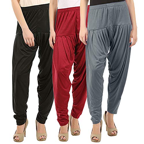 Image of Buy That Trendz Patiyala Pants for Women 3 Combo Patiyala Salwar Harem Viscose Bottoms Pants for Women