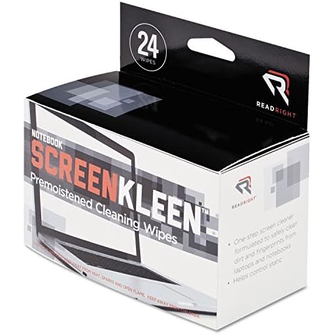 Read Right RR1217 Notebook ScreenKleen Pads, Cloth, 7 x 5, White, 24/Box Cover