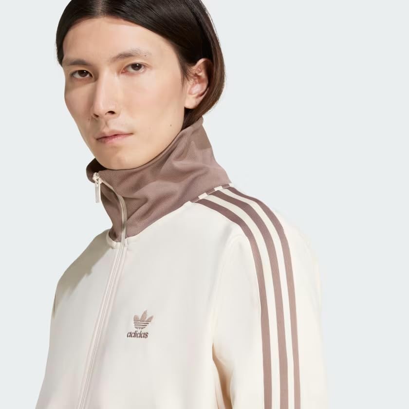 adidas ORIGINAL MEN'S ADICOLOR CLASSICS BECKENBAUER SLIM FIT TRACK JACKET, Wonder White/Trace Brown, 2XL3