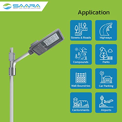 Image of SAARA LED Street Lights | Classic Power Saving Outdoor LED Lights | Aluminum Die Cast | IP65 Waterproof | Rustproof White Lights for Street Parking (White) (120 Watt Pack 2)