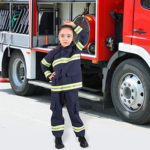 CO-AVE Firefighter Costume Pretend Fireman Dress Up Set for Kids Boys and Girls,3-8T Navy