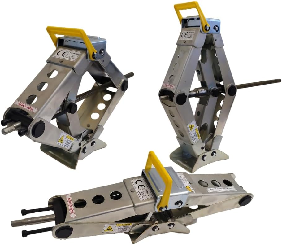 Generic The Ultimate Heavy Duty Scissor Jack with Height Extension - 2 Ton (4400 lbs) Capacity, Suitable for Auto/SUV/MPV/RV/EV/4X4/Truck, Large, Galvanized silver