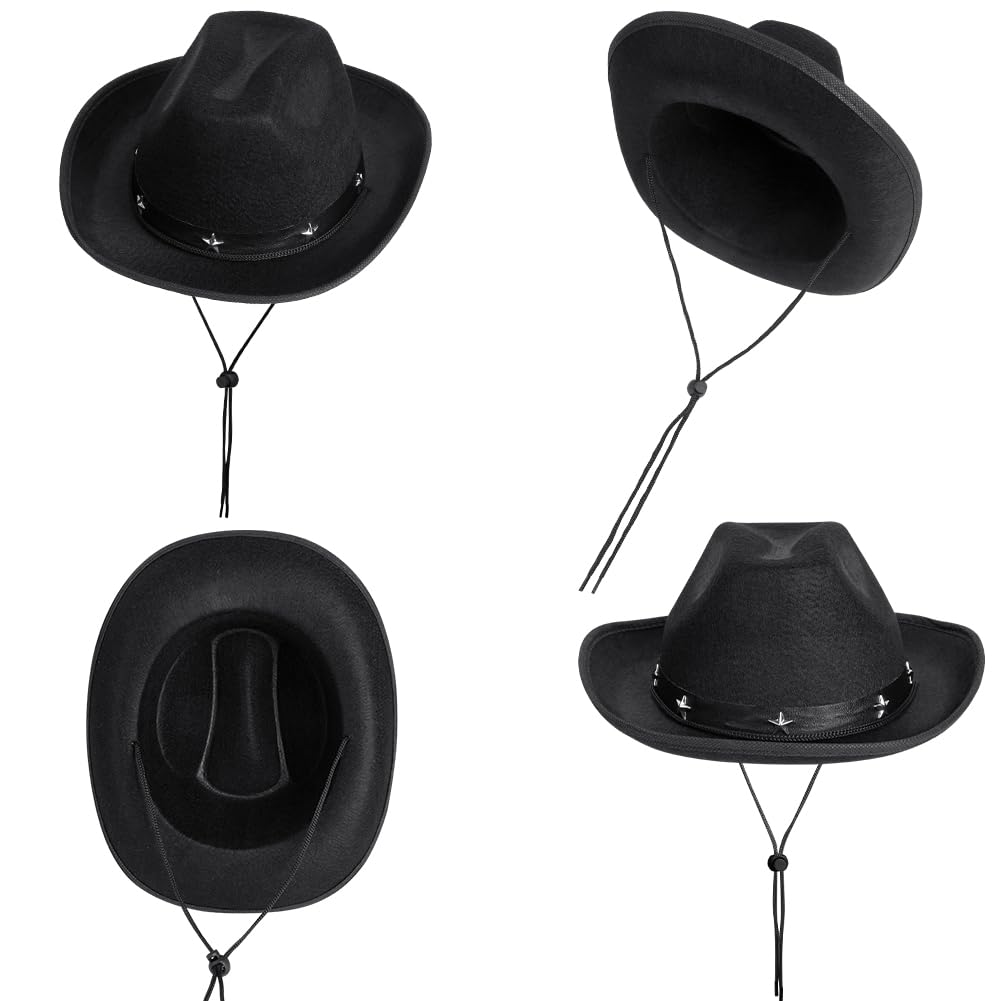 AUYAO Child Cowboy Hat Cowboy Western Hat Wide Brim Western Cowgirl Hat with Paisley Bandanna Heart Sunglasses Cowboy Ranger Sheriff Fancy Dress Costume Accessory for Halloween World Book Day(Black) - Image 4