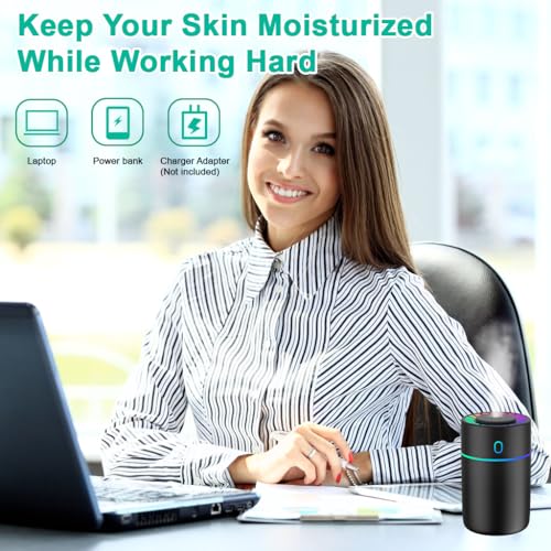 Image of STHIRA 230ml Car Humidifier, Car Humidifier Diffuser, 2 Mist Modes with Colourful Lights, Essential Oil Diffuser, Automatic Shut-Off USB Power Supply Mist for Home, Office, Travel