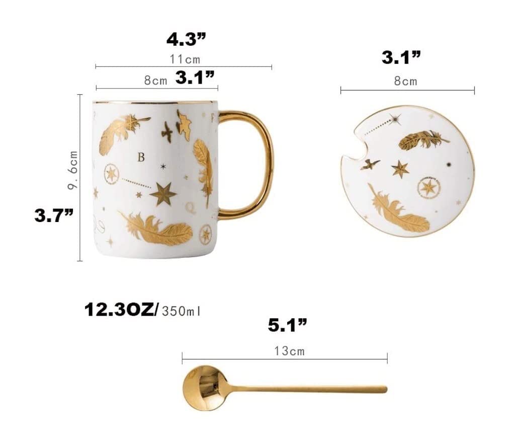Tazzine Caffè Tazza da Caffè Tazza di Tè Set Di Cucchiai Per Tazze Creative Starry Sky Con Coperchio Set Di Cucchiai Per Tazze Da Caffè In Ceramica Ottimo Regalo Multifunzionale Tazzine di Caffe Tazze