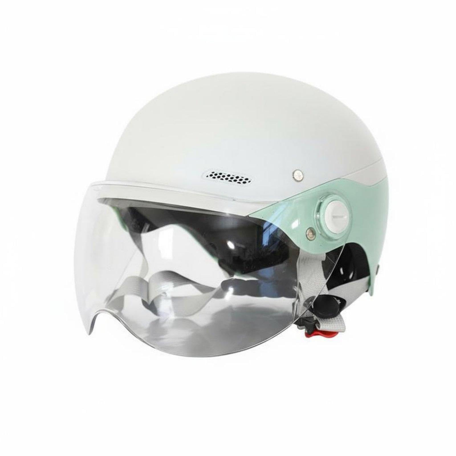 Electric Bike Helmet 3C Certified Half Helmet with Visor Four-Season Secure Headwear for Women, Adults, City Commuting, Daily Travel, Street Biking White Green Short Transparent-picture-12