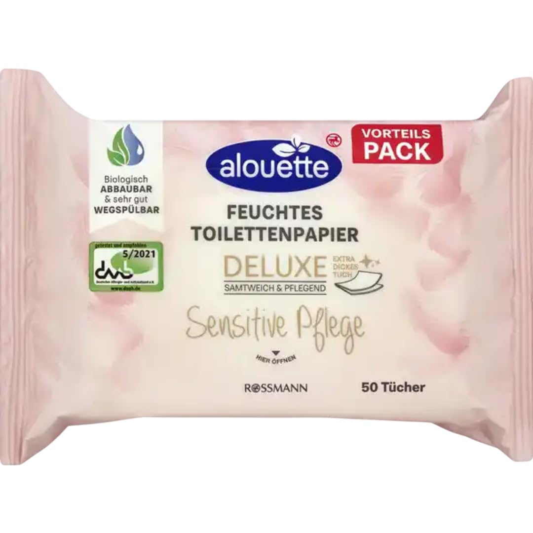 Alouette Deluxe feuchte Toilettentücher Sensitiv Feuchttücher 50 Stück, 6 Packs