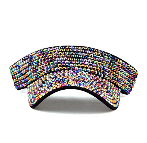 Image of Gudessly Shiny Rhinestones Sport Sun Visor Adjustable Summer Cap Visor Caps for Women Men