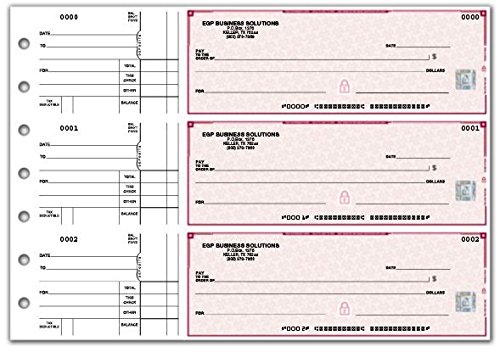 High Security 3-On-A-Page Business Size Checks with stub, 250 Count (Maroon)